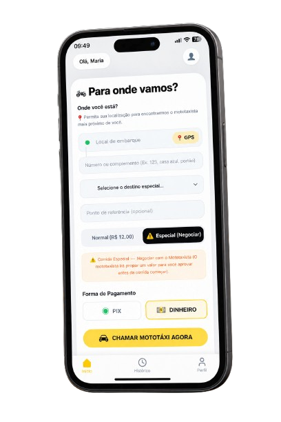 MotoSango - Tela inicial do cliente